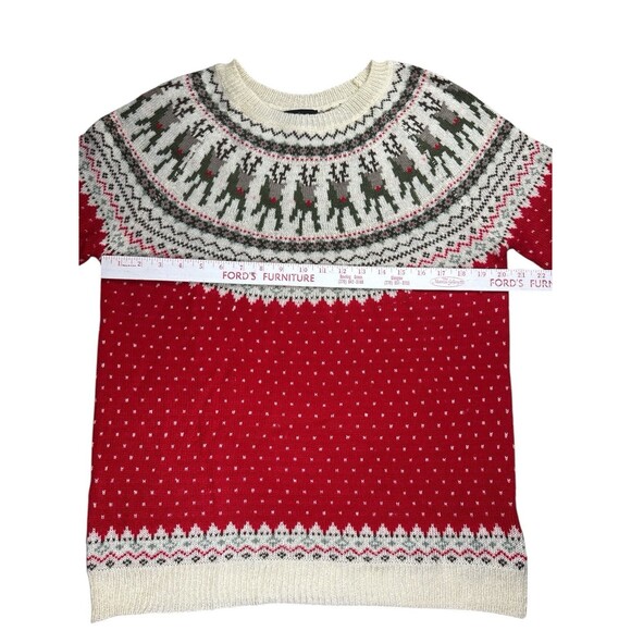 Heimish Red Fair Isle Christmas Sweater Reindeer Crewneck 1XL Holiday Knitwear - Picture 7 of 10